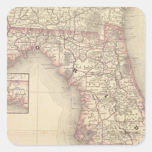 Florida 10 quadratischer aufkleber (Vorderseite)