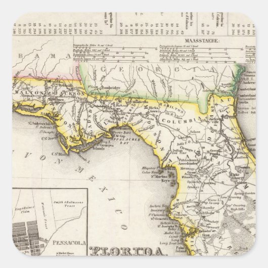 Florida 14 quadratischer aufkleber (Vorderseite)