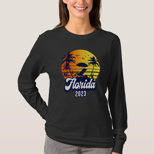 Florida 2023 Sunset Beach Retro Premium T-Shirt (Vorderseite)