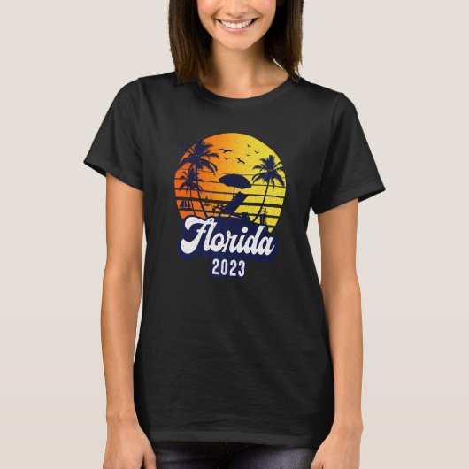 Florida 2023 Sunset Beach Retro Premium T-Shirt (Vorderseite)