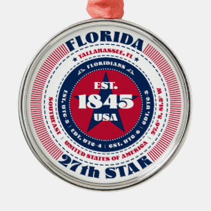 Florida 27. State Weihnachtsbaumschmuck Ornament Aus Metall