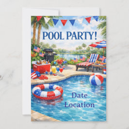 Florida 4th of July Pool Party Invitation Einladung