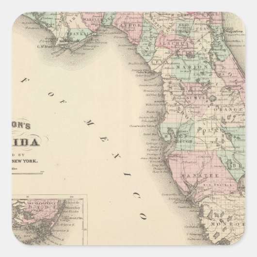 Florida 9 quadratischer aufkleber (Vorderseite)