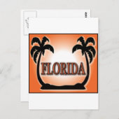 Florida Airbrushed Look Orange Sunset Palmen Trees Postkarte (Vorne/Hinten)