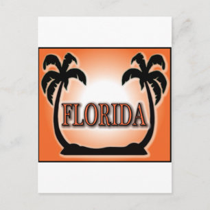 Florida Airbrushed Look Orange Sunset Palmen Trees Postkarte