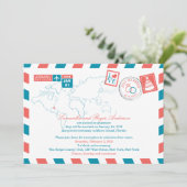 Florida Airmail Post Hochzeit Empfang Einladung (Stehend Vorderseite)