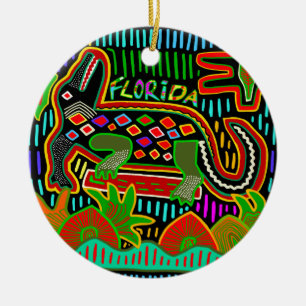 Florida Alligator - Hurrikan-Kritzeleien Keramik Ornament