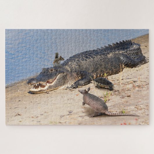 Florida Alligator mit Tieren. Alligator Buffet Puzzle (Horizontal)