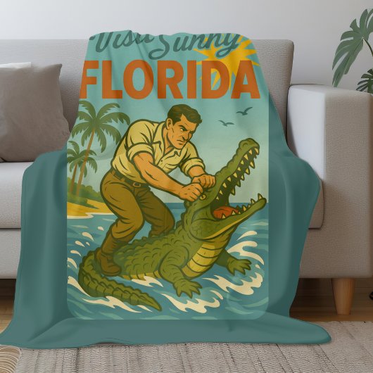 Florida Alligator Wrestling | Funny Retro Coastal Fleecedecke