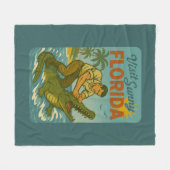 Florida Alligator Wrestling | Funny Retro Coastal Fleecedecke (Vorderseite (Horizontal))
