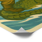 Florida Alligator Wrestling | Funny Retro Coastal Poster (Ecke)