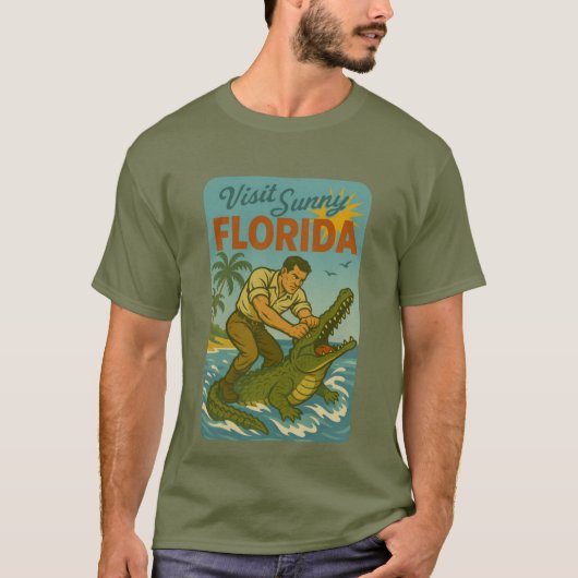 Florida Alligator Wrestling | Funny Retro Coastal T-Shirt (Vorderseite)