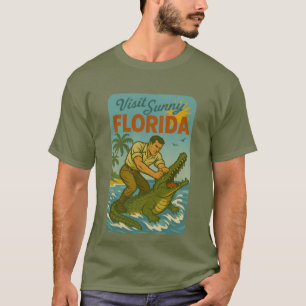 Florida-Alligator-Wrestling   Lustige Retro-Küsten T-Shirt