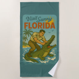 Florida Alligator Wrestling | Lustige Retro-Strand Strandtuch