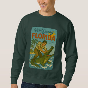 Florida Alligator Wrestling   Lustiges Retro-Küste Sweatshirt