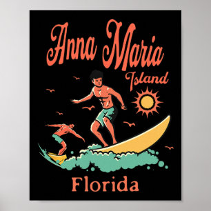 Florida Anna Maria Island Fl Surfer Surfen Angeln Poster