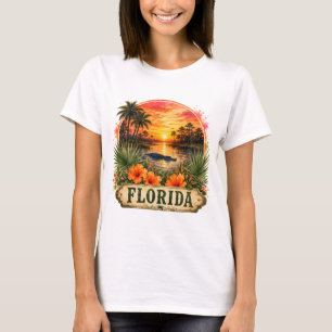 Florida-Aquarell-Alligator PNG Florales Design T-Shirt