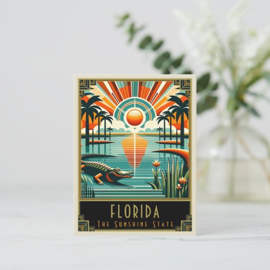 Florida | Art Deco Postkarte (Stehend Vorderseite)