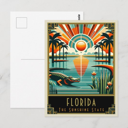 Florida | Art Deco Postkarte (Vorne/Hinten)