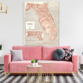 Florida Atlas Karte Leinwanddruck (Insitu (Wohnzimmer))