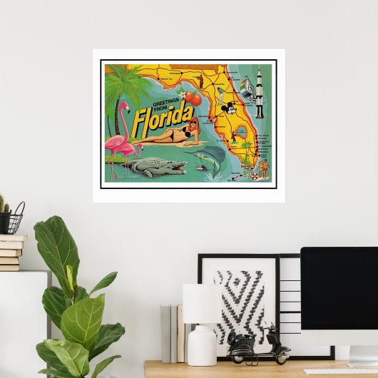 Florida Attraction Map Poster Print (Heimbüro)