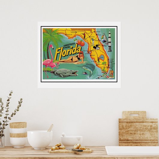 Florida Attraction Map Poster Print (Küche)