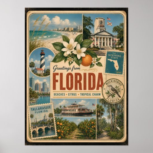 Florida Authentischer Vintage-Stil Poster (Vorne)