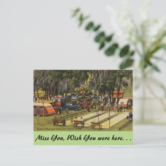 Florida, Bartow, Stadtbahnhof Postkarte (Stehend Vorderseite)