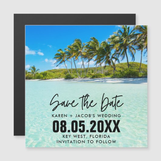 Florida Beach Hochzeit in Urlaubsort Save the Date Magnetkarte (Vorne/Hinten)