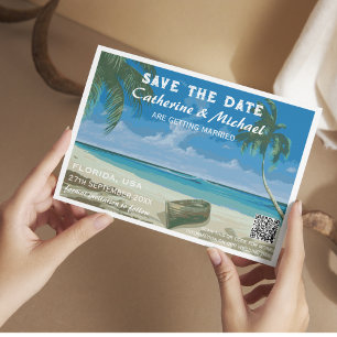 Florida Beach Hochzeitplakat QR-Code Save The Date