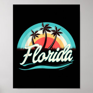 Florida Beach Retro Summer Beach Palm Tree Vintag Poster
