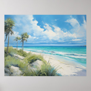 Florida Beach Scene. Kristallklares blaues Wasser. Poster