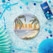 Florida Beach Scene Vintager Stil Pappteller (Party)