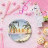 Florida Beach Scene Vintager Stil Pappteller (Party)