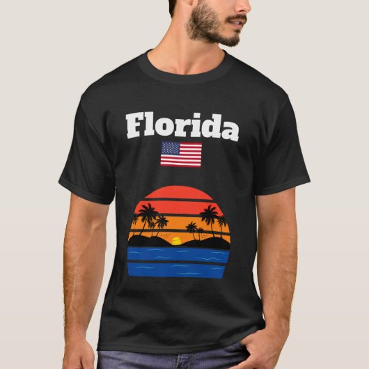 Florida beach souvenir palm trees ocean sunset US  T-Shirt (Vorderseite)
