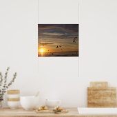 Florida Beach Sunset mit Vögeln Poster (Küche)