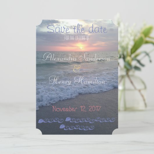 Florida Beach Sunset Save the Date (Stehend Vorderseite)
