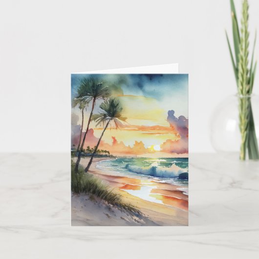 Florida Beach Sunset Watercolor Karte (Vorderseite)