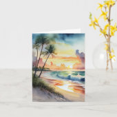 Florida Beach Sunset Watercolor Karte (Gelbe Blume)