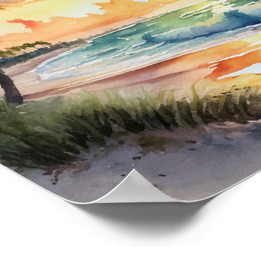 Florida Beach Sunset Watercolor Poster (Ecke)