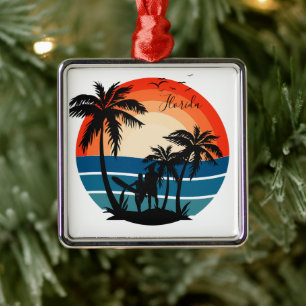 Florida Beach Surfer Sunset - Ornament Aus Metall