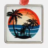 Florida Beach Surfer Sunset - Ornament Aus Metall (Vorne)