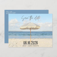 Florida Beach Umbrellw Wedding Save the Date