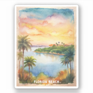 Florida Beach Wasserfarbenmalerei Aufkleber