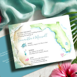 Florida Beach Wedding Empfang Illustriert Einladung