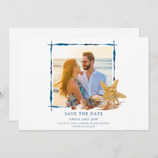 Florida Beach Wedding Foto Save the Date (Vorne/Hinten)