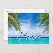Florida Beach Wedding Save the Date Ankündigungspostkarte (Vorne/Hinten)