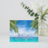 Florida Beach Wedding Save the Date Ankündigungspostkarte (Stehend Vorderseite)