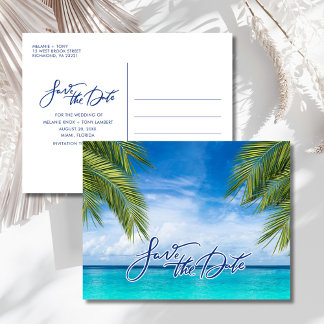 Florida Beach Wedding Save the Date  Ankündigungspostkarte