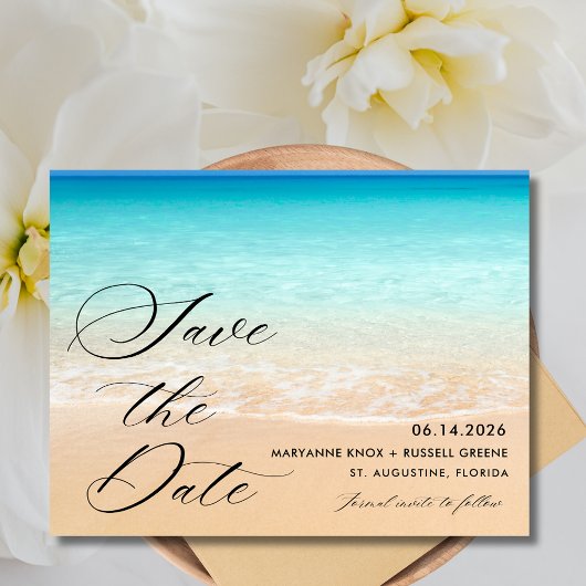 Florida Beach Wedding Save the Date Ankündigungspostkarte